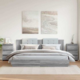 Mesitas de noche 2 uds contrachapado gris Sonoma 40x35x62,5 cm Mesitas de noche 2 uds contrachapado gris Sonoma 40x35x62,5 cm