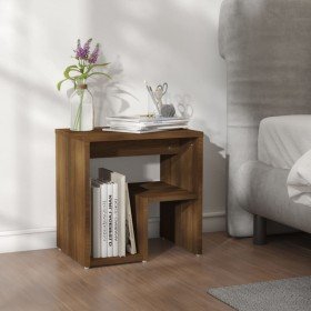 Mesita de noche madera contrachapada roble marrón 40x30x40 cm Mesita de noche madera contrachapada roble marrón 40x30x40 cm