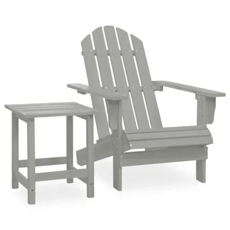 Silla con otomana y mesa jardín Adirondack abeto macizo gris de vidaXL, Conjuntos de jardín - Ref: Foro24-315920, Precio: 78,...