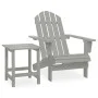Silla con otomana y mesa jardín Adirondack abeto macizo gris de vidaXL, Conjuntos de jardín - Ref: Foro24-315920, Precio: 78,...