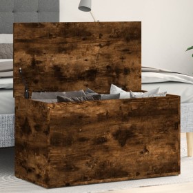 Baúl almacenaje madera contrachapada roble ahumado 84x42x46 cm Baúl almacenaje madera contrachapada roble ahumado 84x42x46 cm