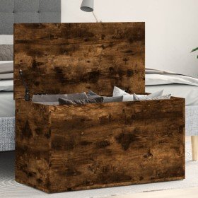 Baúl almacenaje madera contrachapada roble ahumado 84x42x46 cm Baúl almacenaje madera contrachapada roble ahumado 84x42x46 cm