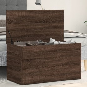 Baúl de almacenaje madera contrachapada marrón roble 84x42x46cm Baúl de almacenaje madera contrachapada marrón roble 84x42x46cm