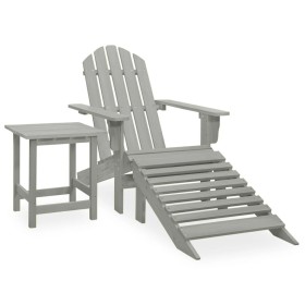 Silla con otomana y mesa jardín Adirondack macizo abeto gris de vidaXL, Conjuntos de jardín - Ref: Foro24-315930, Precio: 89,...