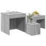 Mesas apilables 3 pzas madera contrachapada color gris Sonoma