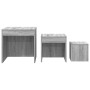 Mesas apilables 3 pzas madera contrachapada color gris Sonoma
