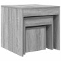 Mesas apilables 3 pzas madera contrachapada color gris Sonoma