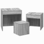 Mesas apilables 3 pzas madera contrachapada color gris Sonoma