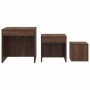 Mesas apilables 3 pzas madera contrachapada color roble marrón
