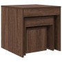 Mesas apilables 3 pzas madera contrachapada color roble marrón