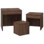 Mesas apilables 3 pzas madera contrachapada color roble marrón