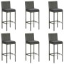 Set muebles bar jardín 7 piezas y cojines ratán sintético gris