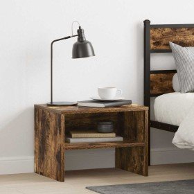 Mesita de noche madera contrachapada roble ahumado 40x30x30 cm Mesita de noche madera contrachapada roble ahumado 40x30x30 cm