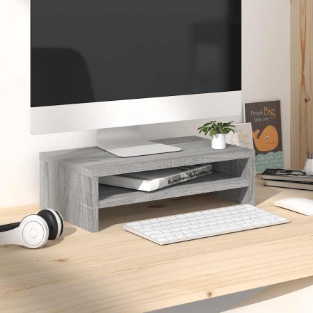 Soporte de monitor madera contrachapada gris Sonoma 42x24x13 cm en Muebles TV | Comprar online en Foro24