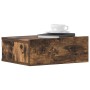 Mesita de noche flotante madera roble ahumado 40x30x15 cm