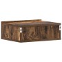 Mesita de noche flotante 2 uds madera roble ahumado 40x30x15cm