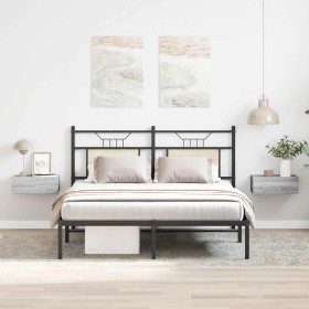 Mesita de noche flotante 2 uds madera gris Sonoma 40x30x15 cm Mesita de noche flotante 2 uds madera gris Sonoma 40x30x15 cm