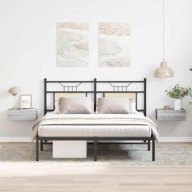 Mesita de noche flotante 2 uds madera gris Sonoma 40x30x15 cm Mesita de noche flotante 2 uds madera gris Sonoma 40x30x15 cm