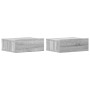 Mesita de noche flotante 2 uds madera gris Sonoma 40x30x15 cm