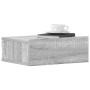 Mesita de noche flotante 2 uds madera gris Sonoma 40x30x15 cm