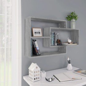 Estante de pared madera ingeniería gris Sonoma 104x20x58,5 cm