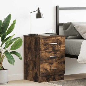 Mesita de noche madera contrachapada roble ahumado 38x35x56 cm Mesita de noche madera contrachapada roble ahumado 38x35x56 cm