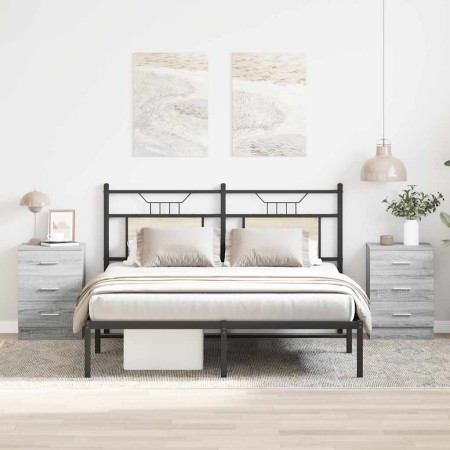 Mesitas de noche 2 uds madera gris Sonoma 38x35x56 cm