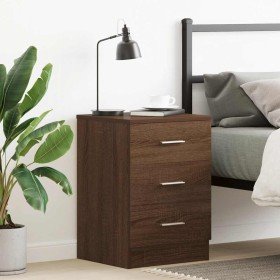 Mesita de noche madera contrachapada marrón roble 38x35x56 cm Mesita de noche madera contrachapada marrón roble 38x35x56 cm