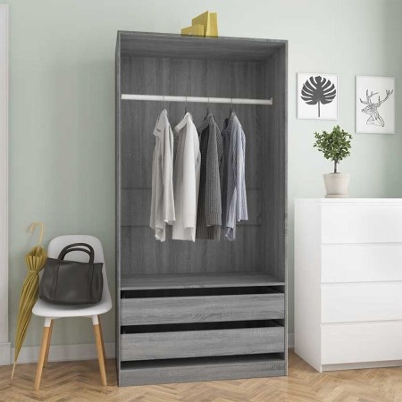 Armario de madera contrachapada gris Sonoma 100x50x200 cm