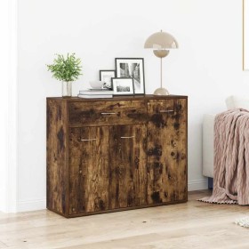 Aparador madera contrachapada color roble ahumado 88x30x70 cm
