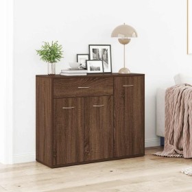 Aparador madera contrachapada color roble marrón 88x30x70 cm