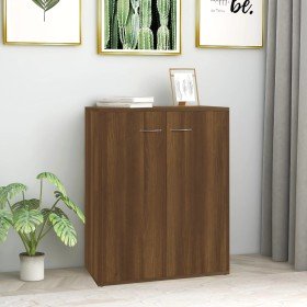 Aparador de madera contrachapada marrón roble 60x30x75 cm