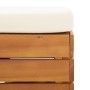 Set de mesa y reposapiés de jardín cojín madera maciza acacia von vidaXL, Modulare Sofas für den Außenbereich - Ref: Foro24-3...