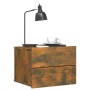 Mesita de noche madera contrachapada roble ahumado 40x30x30 cm