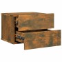 Mesita de noche madera contrachapada roble ahumado 40x30x30 cm