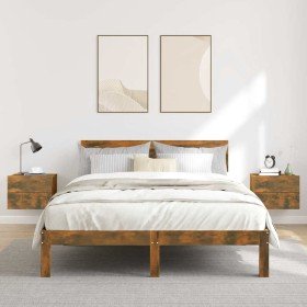 Mesita de noche madera contrachapada roble ahumado 40x30x30 cm Mesita de noche madera contrachapada roble ahumado 40x30x30 cm