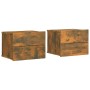 Mesita de noche madera contrachapada roble ahumado 40x30x30 cm