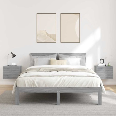 Mesitas de noche 2 uds contrachapada gris Sonoma 40x30x30 cm