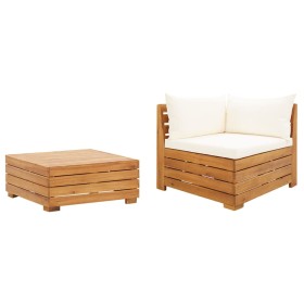 Muebles de jardín 2 piezas con cojines madera maciza de acacia