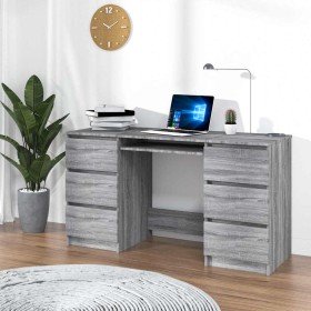 Escritorio de madera contrachapada gris Sonoma 140x50x77 cm Escritorio de madera contrachapada gris Sonoma 140x50x77 cm