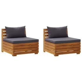 2-seater garden sofa with acacia solid wood cushions by vidaXL, Modular outdoor sofas - Ref: Foro24-316247, Price: 235,25 €, ...