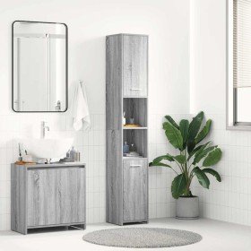 Armario de baño madera contrachapada gris Sonoma 30x30x183,5 cm