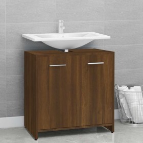 Armario de baño madera contrachapada marrón roble 60x33x60 cm Armario de baño madera contrachapada marrón roble 60x33x60 cm