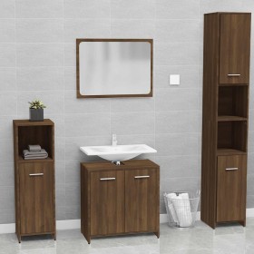 Set de muebles de baño madera contrachapada marrón roble Set de muebles de baño madera contrachapada marrón roble