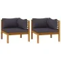 Ecksofa mit 2 dunkelgrauen Kissen aus massivem Akazienholz von vidaXL, Modulare Sofas für den Außenbereich - Ref: Foro24-3162...