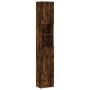 Armario baño madera de ingeniería roble ahumado 32x25,5x190 cm