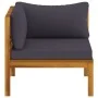 Ecksofa mit 2 dunkelgrauen Kissen aus massivem Akazienholz von vidaXL, Modulare Sofas für den Außenbereich - Ref: Foro24-3162...