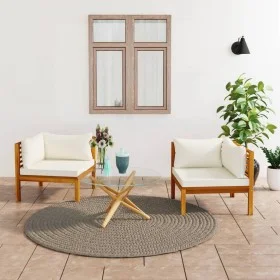 Corner sofas, 2 units, cream white cushions, acacia wood. by vidaXL, Modular outdoor sofas - Ref: Foro24-316279, Price: 356,0...