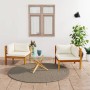 Sofás de esquina 2 uds cojines blanco crema madera de acacia