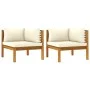 Ecksofas 2 Stück cremeweiße Kissen Akazienholz von vidaXL, Modulare Sofas für den Außenbereich - Ref: Foro24-316279, Preis: 3...
